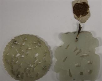 LOT #7009 - LOT OF (2) CHINESE CARVED JADE PENDANTS