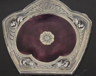 LOT #7026 - 19TH C. SILVER ENAMELED COMPACT, 95 GRAMS