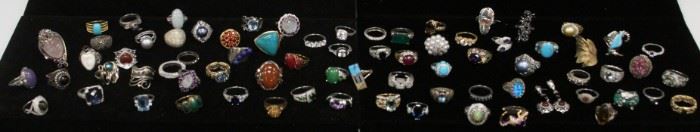 LOT #7081 - LARGE GROUP LOT OF SILVER RINGS