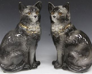 LOT #7102 - PAIR OF VINTAGE STAFFORDSHIRE CATS, 12" H