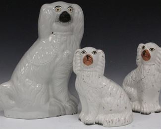 LOT #7108 - LOT OF (3) EARLY STAFFORDSHIRE FIGURAL DOGS