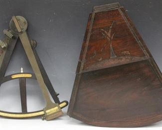 LOT #7107 - EARLY NAUTICAL ROSEWOOD SEXTANT W/ CASE
