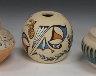 LOT #7167 - LOT OF (3) NATIVE AMERICAN PAINTED POTS
