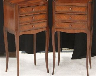 LOT #7193 - PAIR OF FRENCH INLAID HALF COMMODES W/ DRAWERS