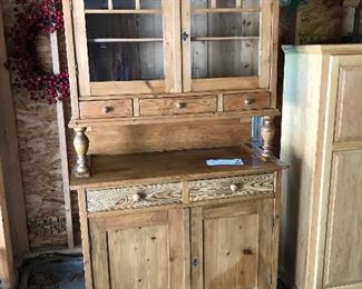Pine stepback cupboard