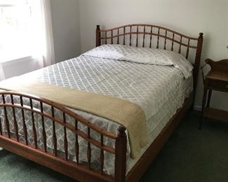 Queen bed with double pillow top mattress