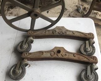 Steam Punk style antique castor legs and a heavy reel or gear