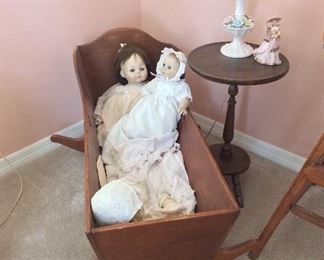 Antique Crib and Baby Dolls. 