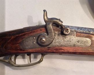 Antique Rifle. Henry Parker Warranted, Pair of Game Birds Engraved, Octagonal Barrel, 57 1/2" overall length, 41 1/2" barrel length, brass butt pad. 
