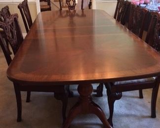 Mahogany Table with 10 Chippendale Chairs
