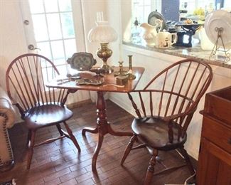 Antique Windsor Chairs and Tilt-Top Table