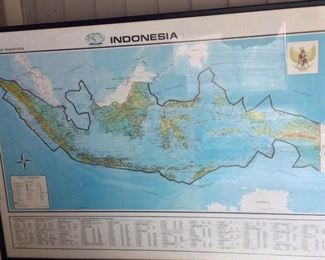 Framed Map of Indonesia. 