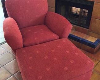 Upholstered Chair and Ottoman.