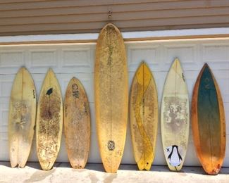 Locally Shaped Surfboards. Incline, 5' 10". CW, 5' 9". CW, 5' 2". Robert Strickland, 8'. MTB, 6'. Incline 6'.