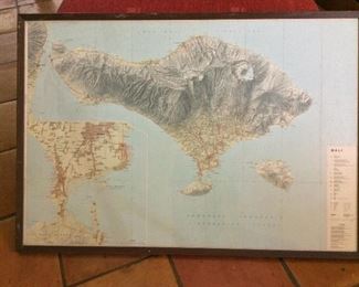 Framed Map of Bali 40" x 28".