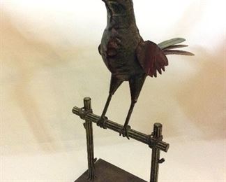 Perched Metal Bird, 18" H.