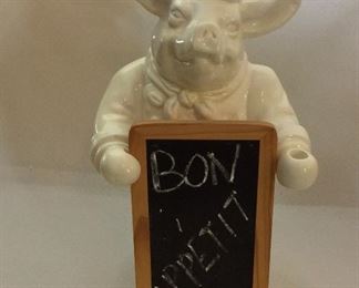 Ceramic  Pig Chef, Bon Appetit, 16" H. 