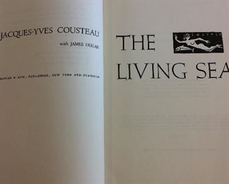 The Living Sea by Captain Jacques Y. Cousteau, First Edition, (no Dust Jacket). 