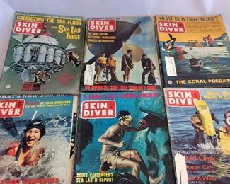 Large Lot of Skin Diver Magazines 1960's - 1980's. 