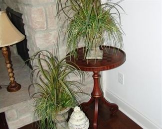Small round game table with checker board