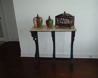 Metal and marble credenza