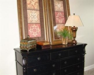 Black painted dresser and mirror