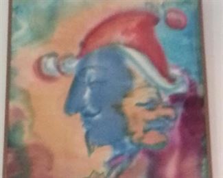 Claunada old man Karanedash part 3 of series, special Pigments on Atlas Silk IZRA