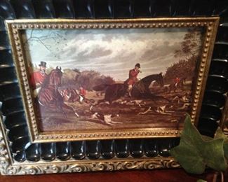 Beautifully framed English hunt scene art