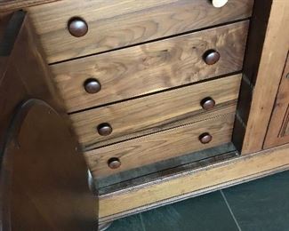 ANTIQUE WALNUT MARBLE TOP BUFFET SERVER SIDEBOARD