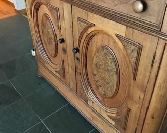 ANTIQUE WALNUT MARBLE TOP BUFFET SERVER SIDEBOARD