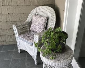 WICKER CHAIR AND TABLE