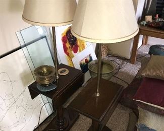 VINTAGE SIDE END TABLES WITH FLOOR LAMPS