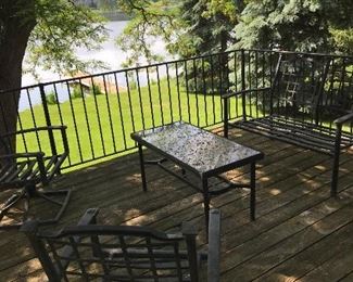 4 PIECE PATIO SET W/SWIVEL ROCKER CHAIRS AND BENCH