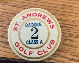 VINTAGE ST. ANDREWS COUNTRY CLUB CADDIE BADGE