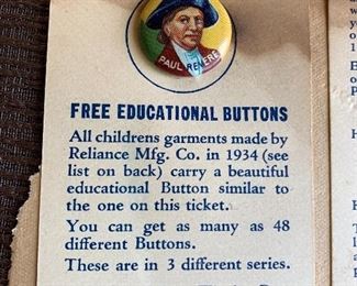 YANK JUNIOR EDUCATIONAL BUTTON COLLECTION