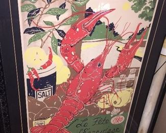 beautiful framed 1980 Crawfish Festival framed poster