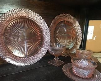 Pink depression glass set