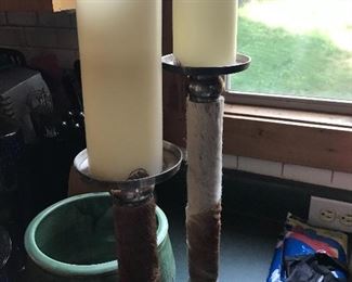 Cow leather candle sticks
