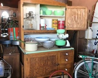 Antique Kitchen Cabinet with Jadite