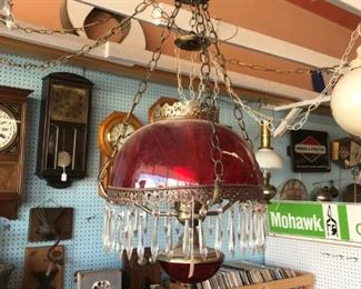Hanging Ruby Red Oil Lamp