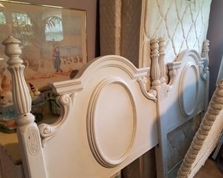 Matching twin, white-painted, wooden headboards