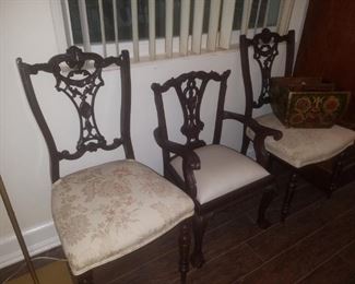 English antique imported chairs & smaller child's chair.