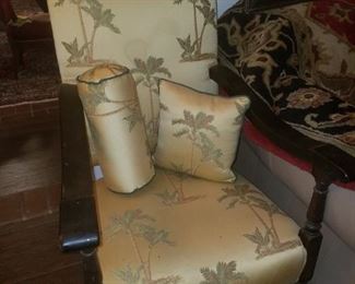 Large accent chair with matching pillows