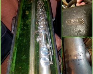 C.C. Conn soprano saxophone (silver plate, 1914). Excellent condition.
