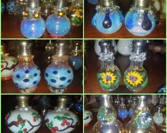 Blown glass salt/pepper sets