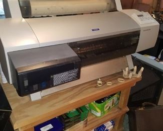 Epson Stylus Pro 7600 poster/banner printer, wooden rolling cart, & more.