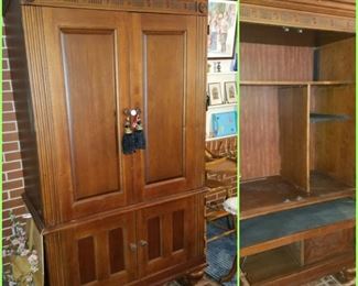 Wardrobe style entertainment center (computer desk). Tassels