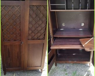 Small computer desk that closes to look like a small wardrobe/armoire