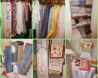 Linens including rugs, quilts, sheets, tablecloths, towels, napkins, table runners, & more!