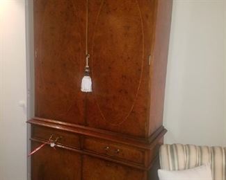 Antique burl walnut chifforobe/wardrobe/armoire.